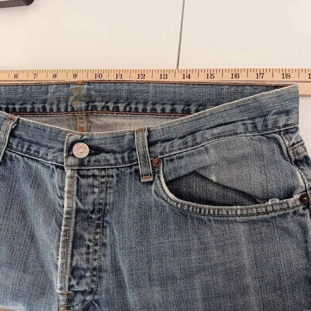 7 For All Mankind Jeans Mens 36x31 Blue Medium Wash Relaxed Straight Denim Pants